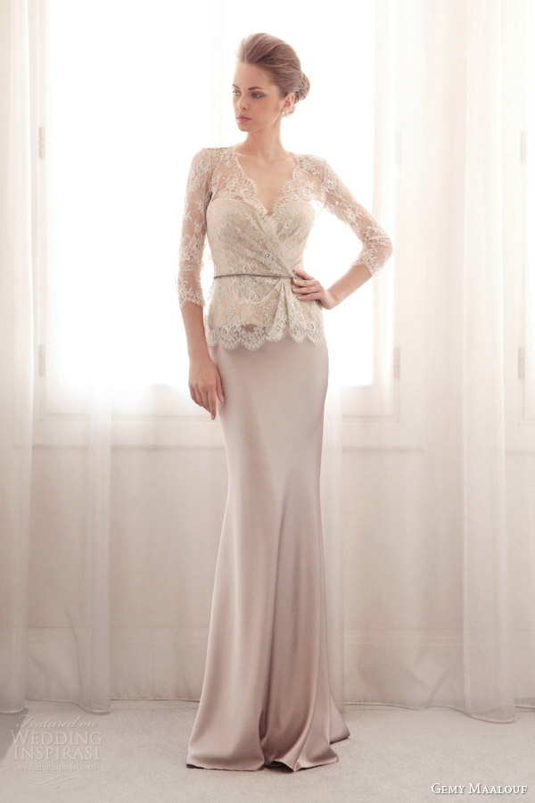 Gemy Maalouf,长袖婚纱,蕾丝,