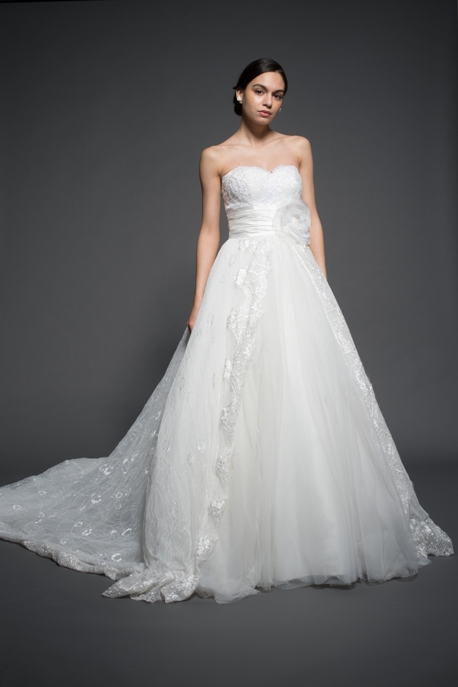 michael cinco抹胸婚纱绣花婚纱