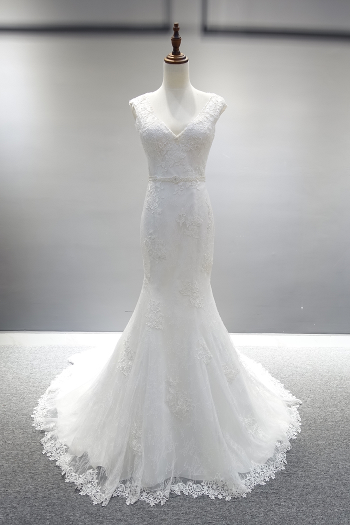 复古蕾丝鱼尾婚纱
