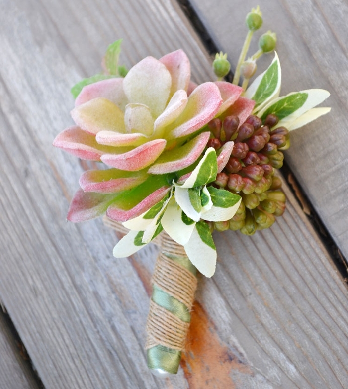 可爱萌物多肉胸花,打造小清新婚礼.